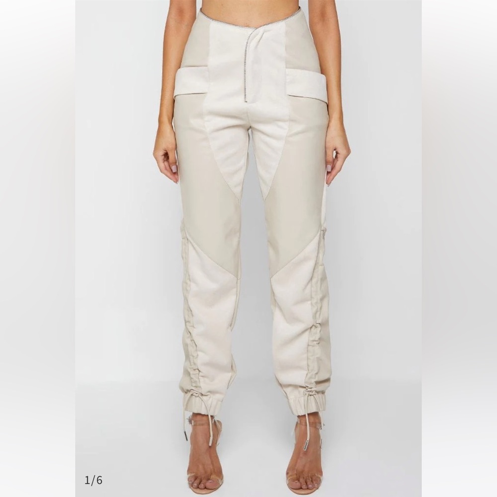 Maniere De Voir Cargo Leather and Suede Joggers